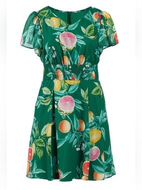 eshakti Green Fruit-Print Short Dress